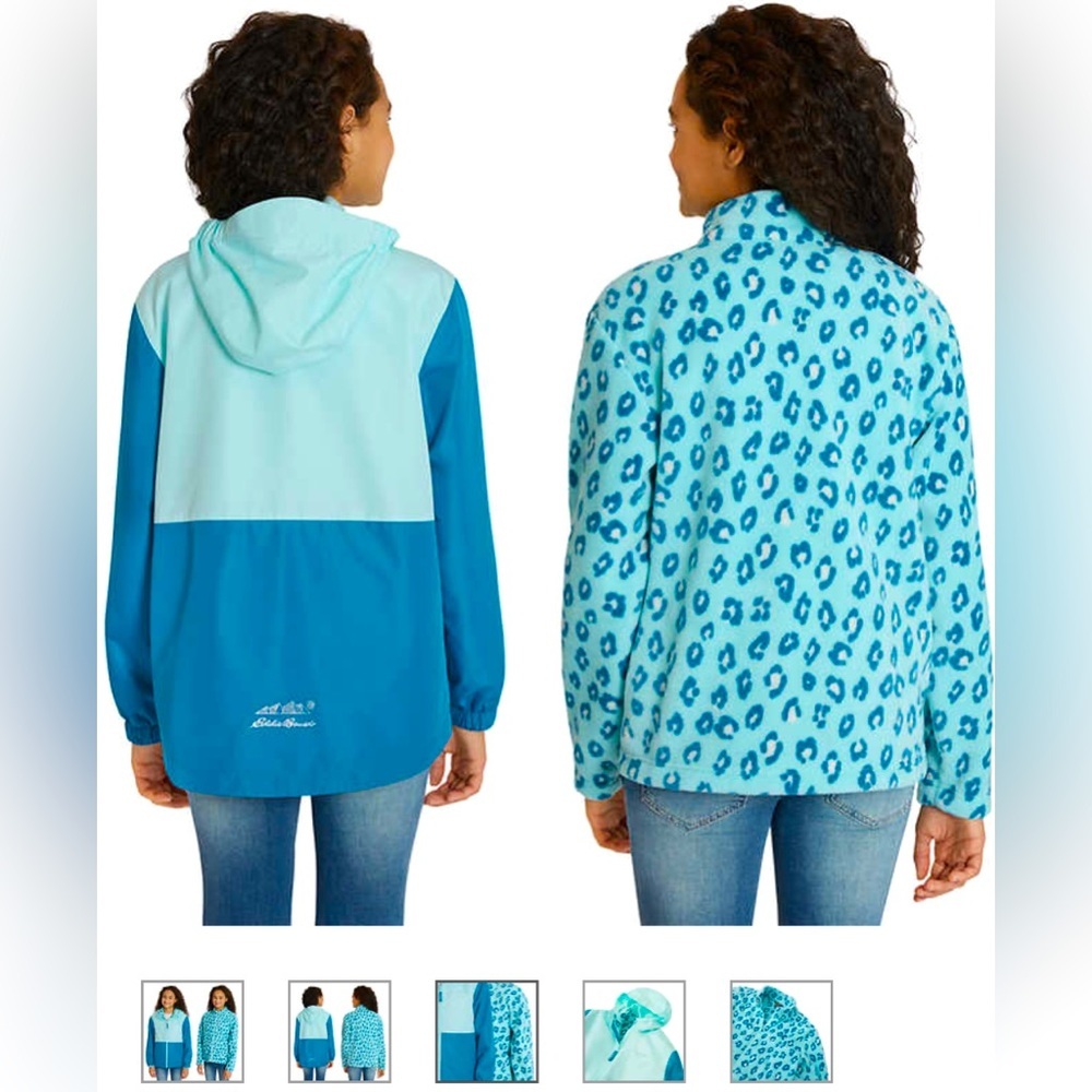 Eddie Bauer Youth Jacket Hoodie Light Blue Girls 2pc Jacket Size 5/6 NWT - Picture 2 of 11